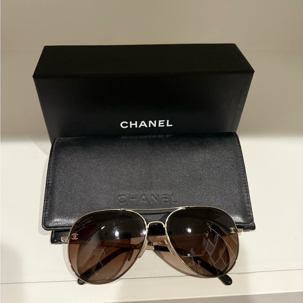 CHANEL Pilot Sunglasses (Women’s) - Polarized - Black and Silver - Picture 2 of 13